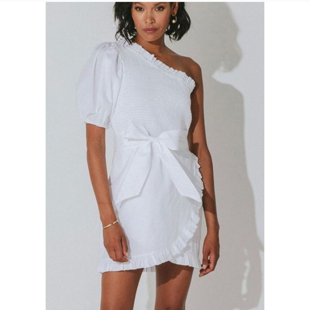 Brand New W/Tags! Elegant White One-Shoulder Dress- This Runs Small